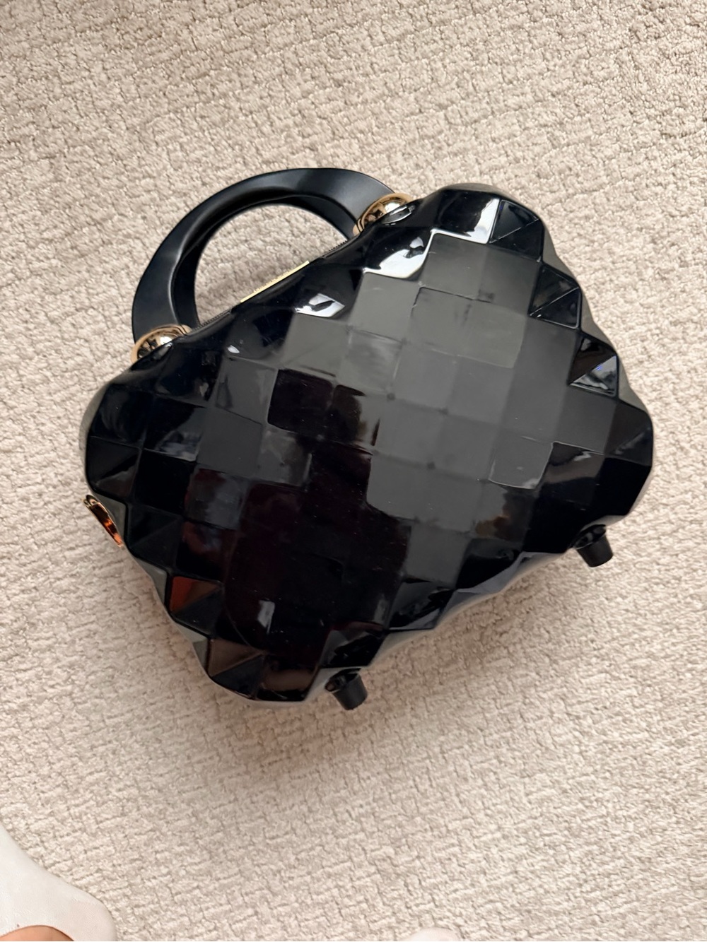 Glossy Black Structured Women's Top-Handle Bag